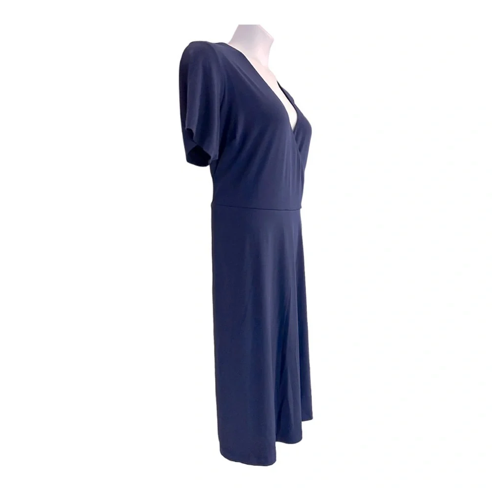 Catherine Malandrino faux Wrap Jersey Knit Office Casual Navy Dog Show Dress  1X - Picture 4 of 15
